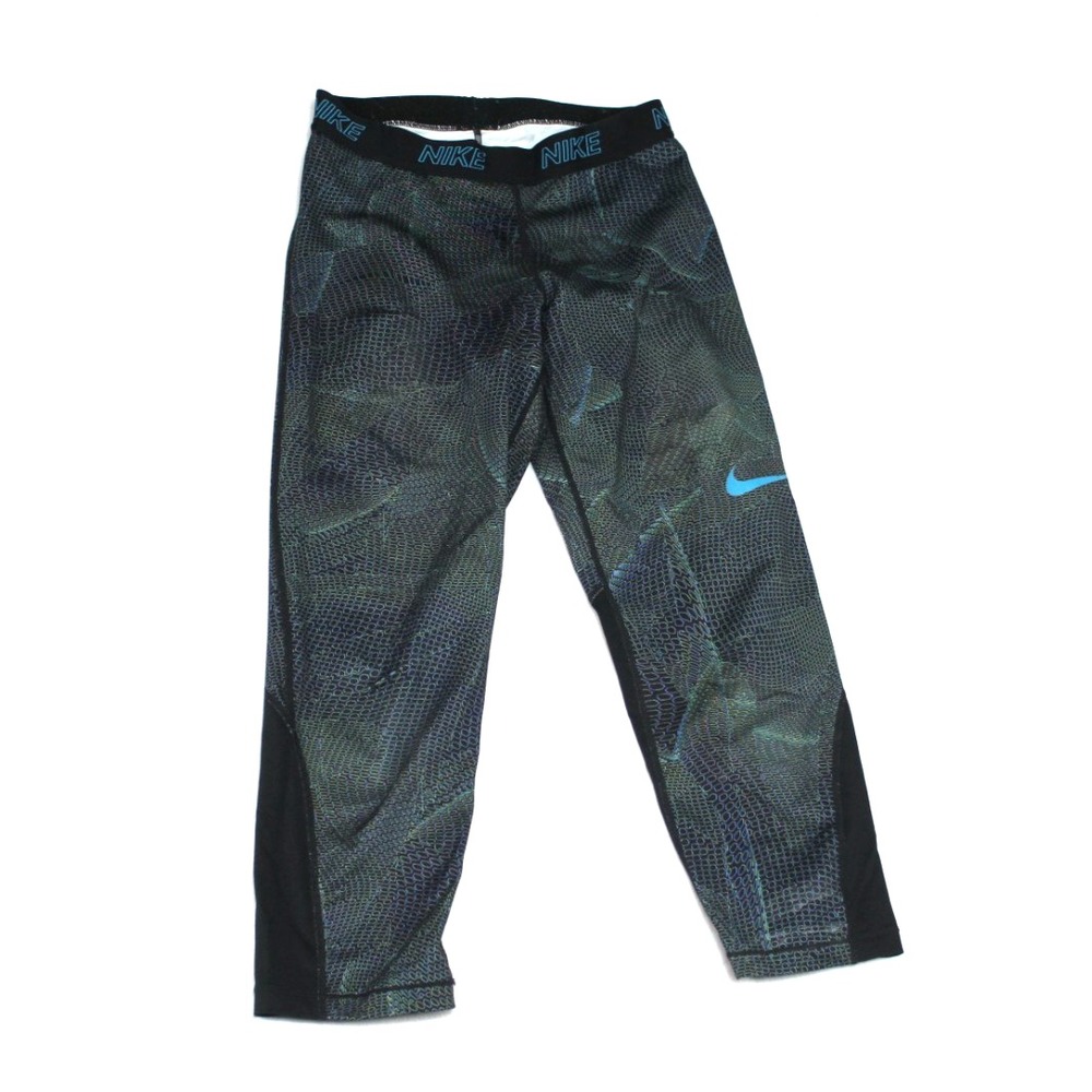 Nike Pants Women Medium Black Snake Skin Print Excellent Dri Fit Yoga Leggings